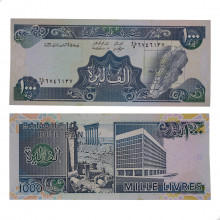 P#69c 1 000 Livres 1992 SOB/FE Líbano Ásia C/Peq. Manchas