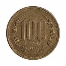 Km#226.2 100 Pesos  1996 SO MBC Chile  América  Bronze de alumínio 27(mm) 9(gr)