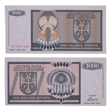 P#137a 1 000 Dinara 1992 FE Bósnia e Herzegovina Europa