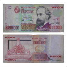 P#70a 50 000 Nuevos Pesos 1989 MBC Uruguai América