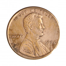 Km#201b 1 Cent 1994 MBC Estados Unidos  América  Lincoln Memorial  Zinco com revestimento de cobre  19.05(mm) 2.5(gr)