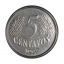 Moeda V-445 5 Centavos 1997 MBC+ Aço Inoxidável Ø21mm 3,3gr.