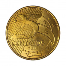 Moeda V-541 25 Centavos 2021 FC  Aço Revestido de Bronze Ø25mm 7,5gr.