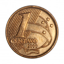 Moeda V-459 1 Centavo 2000 MBC+ Data Difícil Aço Revestido de Cobre Ø17mm 2,4gr.