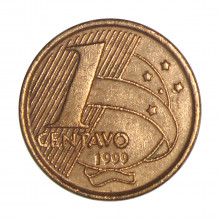 Moeda V-458 1 Centavo 1999 MBC+ Data Difícil Aço Revestido de Cobre Ø17mm 2,4gr.