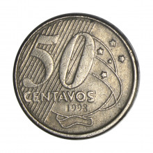 Moeda V-545 50 Centavos 1998 MBC+ Cupro-Níquel Ø23mm 9,25gr.