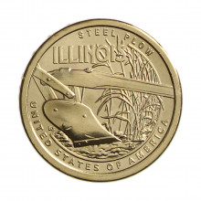 Moeda Km#796 1 Dollar 2024 P FC USA Inovação Illinois Cobre Revestido de Latão Manganês Ø26,49mm 8,1g