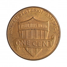Moeda Km#468 1 Cent 2014 D MBC Estados Unidos América  Lincoln Cent Escudo Zinco com Revestimento de Cobre  Ø19,05mm 2,5