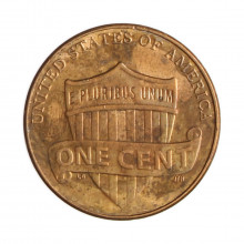 Moeda Km#468 1 Cent 2012 D MBC Estados Unidos América  Lincoln Cent Escudo Zinco com Revestimento de Cobre  Ø19,05mm 2,5
