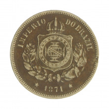 Moeda V-002 100 Réis 1871 BC/MBC Cupro Níquel Ø27mm 10gr.