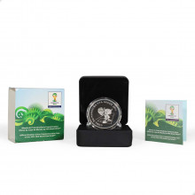 Estojo Moeda P-751 5 Reais 2014 FC Copa Mundo Brasil - Fuleco Prata 925 Ø40mm 27gr.