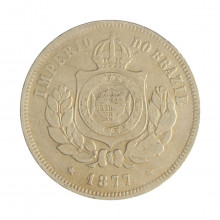 Moeda V-020 200 Réis 1877  MBC Cupro Níquel  Ø32mm 15gr.