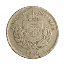Moeda V-034 200 Réis 1888 MBC C/ Marca de Verniz Cupro Níquel Ø32mm 15gr.
