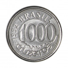 Moeda V-427 1000 Cruzeiros 1992 FC Data Dífícil Aço Inoxidável Ø20mm 2,9gr.
