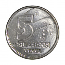 Moeda V-415 5 Cruzeiros 1991 FC  Aço Inoxidável Ø21,5mm 3,97gr.
