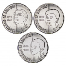 Set 3 Moedas 100 Cruzados SOB/FC Série Axé 1888 -1988 Comemorativa Centenário da Abolição da Escravatura Brasil América