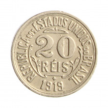 Moeda V-058 20 Réis 1919 SOB Cupro Níquel Ø15,5mm 2gr.