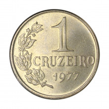 Moeda V-322 1 Cruzeiro 1977 FC Data Escasaa Cupro Níquel Ø29mm 10,2gr.