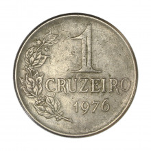 Moeda V-321 1 Cruzeiro 1976 MBC Cupro Níquel Ø29mm 10,2gr.