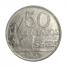 Moeda V-311 50 Centavos 1967 MBC  Níquel Ø27mm 8,7gr.