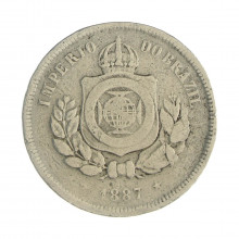 Moeda V-029 100 Réis 1887 BC Cupro Níquel Ø27mm 10gr.