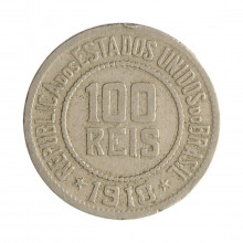 Moeda V-072 100 Réis 1918 MBC Cupro Níquel Ø21mm 5gr.