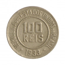 Moeda V-087 100 Réis 1933 MBC Cupro Níquel Ø21mm 5gr.