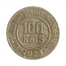 Moeda V-083 100 Réis 1929 MBC Cupro Níquel Ø21mm 5gr.