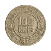 Moeda V-089 100 Réis 1935  MBC Cupro Níquel  Ø21mm 5gr.