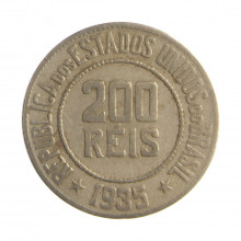Moeda V-107 200 Réis 1935 MBC Cupro Níquel Ø25mm 8gr.