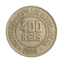 Moeda V-115 400 Réis 1926 MBC+ Cupro Níquel Ø30mm 12gr.