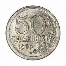 Moeda V-286 50 Cruzeiros 1965 FC Cupro Níquel Ø18mm 3,3gr.
