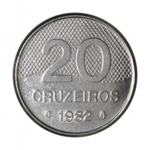 Moeda V-363 20 Cruzeiros 1982 SOB/FC Igreja Aço Inoxidável Ø26mm 6,33gr.