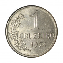 Moeda V-319 1 Cruzeiro 1974 MBC/SOB Cupro Níquel Ø29mm 10,2gr. *