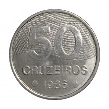 Moeda V-373 50 Cruzeiros 1986 SOB/FC Plano Piloto Aço Inoxidável Ø28mm 6,49gr.