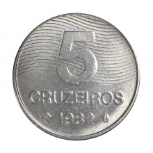 Moeda V-351 5 Cruzeiros 1982 SOB/FC Café Aço Inoxidável Ø22mm 4,5gr.