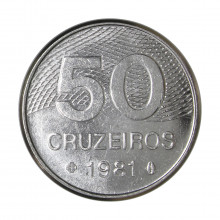 Moeda V-368 50 Cruzeiros 1981 SOB/FC Plano Piloto Aço Inoxidável Ø28mm 7,34gr.
