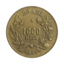 Moeda V-130 1000 Réis 1927 MBC/SOB Bronze Alumínio Ø27mm 8gr.*