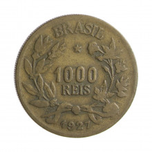 Moeda V-130 1000 Réis 1927 MBC Bronze Alumínio Ø27mm 8gr.