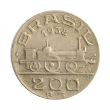 Moeda V-145 200 Réis 1938 MBC Visconde de Mauá Cupro Níquel Ø23mm 6gr.