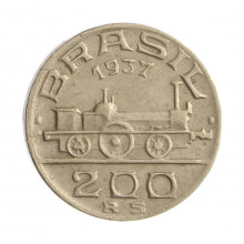 Moeda V-144 200 Réis 1937 MBC+ Visconde de Mauá Cupro Níquel Ø23mm 6gr.