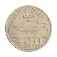 Moeda V-151 400 Réis 1938 MBC Oswaldo Cruz Cupro Níquel Ø28mm 10gr.