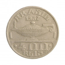Moeda V-150 400 Réis 1937 MBC Oswaldo Cruz Cupro Níquel Ø28mm 10gr.