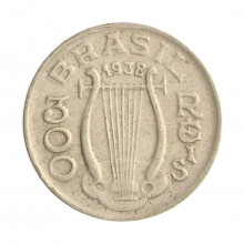 Moeda V-148 300 Réis 1938 MBC+ Carlos Gomes Cupro Níquel Ø25mm 8gr.