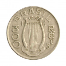 Moeda V-148 300 Réis 1938 MBC Carlos Gomes Cupro Níquel Ø25mm 8gr.