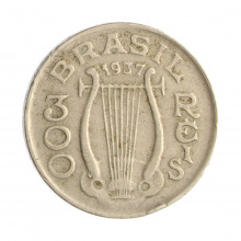 Moeda V-147 300 Réis 1937 MBC Carlos Gomes Cupro Níquel Ø25mm 8gr.