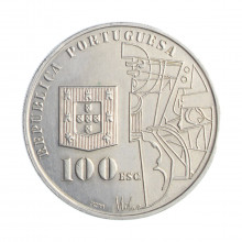 Moeda KM#644 100 Escudos 1987 FC Portugal Europa 100º Aniversário Nascimento de Amadeo S Cardoso Cupro Níquel Ø34mm 16,6