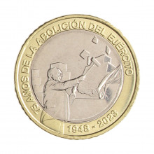 Moeda KM#243 500 Colones 2023 FC Costa Rica América 75º Aniversário Abolição Exército Bimetálico Ø28mm 10,5gr.