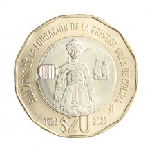 Moeda KM#New 20 Pesos 2023 FC México América 500º Aniversário Fundação Primeira Villa Colima Bimetálico Ø30mm 2,67gr.