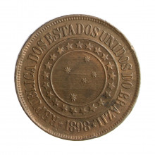Moeda B-822 40 Réis 1898 MBC+ Data Escassa Bronze Ø30mm 12gr.*